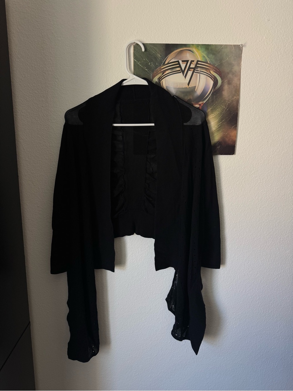 Y2K Karen Miller Black Draped Open-Front Women's Sweater